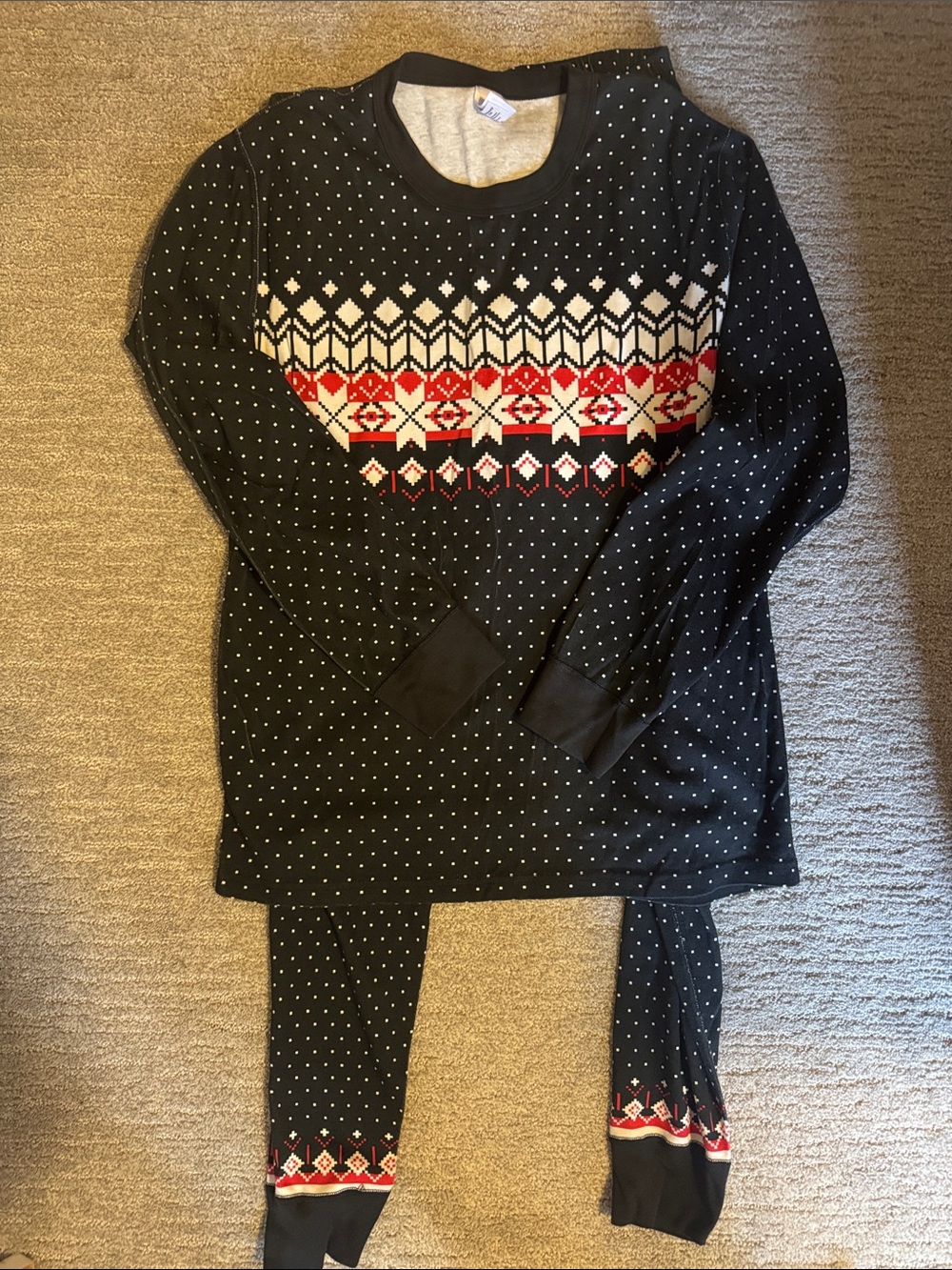 Hanna Andersson Black, Red & White Fair Isle Kids Pajama Set